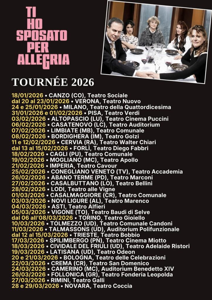 Ti ho sposato per allegria tour 2026